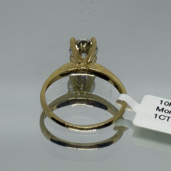 10k Yellow Gold 1 CT Moissanite Ring with Elegant Design Engagement Ring - Picture 3 of 5